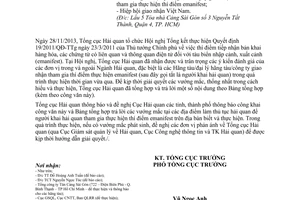 Công văn 8077/TCHQ-GSQL năm 2013 hướng dẫn thực hiện e-manifest