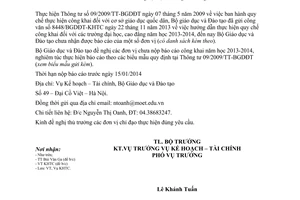 Công văn 9277/BGDĐT-KHTC năm 2013 nhắc nộp báo cáo ba công khai định kỳ 2013 2014