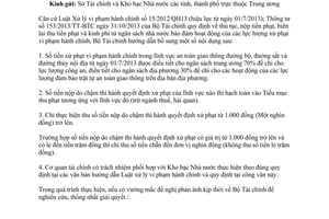 Công văn 18131/BTC-KBNN thực hiện số thu phạt vi phạm hành chính từ 01/7/2013