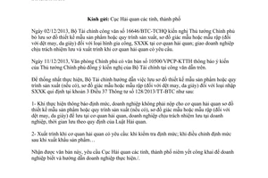 Công văn 18239/BTC-TCHQ năm 2013 bỏ lưu sơ đồ thiết kế mẫu sản phẩm NSXXK theo 128/2013/TT-BTC