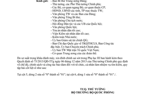 Công văn 2362/TTg-KGVX năm 2013 đính chính văn bản Thủ tướng Chính phủ
