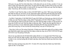 Công văn 16662/BTC-TCT năm 2013 xác định mắc bệnh hiểm nghèo xét giảm thuế TNCN