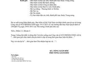 Công văn 4881/BHXH-CSXH năm 2013 đính chính văn bản Bảo hiểm xã hội Việt Nam