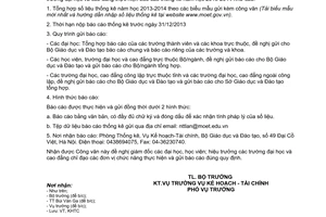Công văn 8702/BGDĐT-KHTC năm 2014 Báo cáo thống kê định kỳ năm học 2013 2014