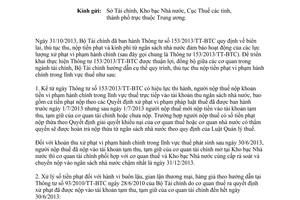 Công văn 16950/BCT-TCT năm 2013 hướng dẫn tổng hợp tiền phạt vi phạm hành chính thuế TT153