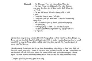 Công văn 5706/BNN-KTHT năm 2013 báo cáo kế hoạch vùng Tây Nguyên 2013