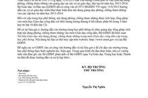 Công văn 8784/BGDĐT-GDTrH năm 2013 thực hiện Chỉ thị 10/CT-TTg