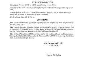 Quyết định 32/2013/QĐ-UBND tiêu chí phân loại thôn khu phố Quảng Trị