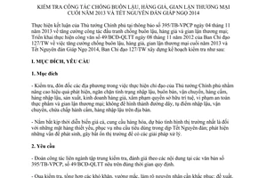 Kế hoạch 55/KH-BCĐ năm 2013 kiểm tra chống buôn lậu hàng giả gian lận Tết Nguyên đán 2014