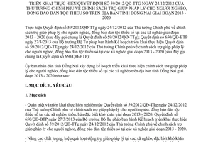 Kế hoạch 10434/KH-UBND năm 2013 thực hiện Quyết định 59 trợ giúp pháp lý người nghèo Đồng Nai