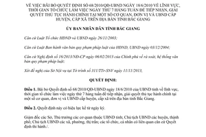 Quyết định 641/QĐ-UBND năm 2013  tổ chức ngày thứ 7 giải quyết thủ tục hành chính Bắc Giang
