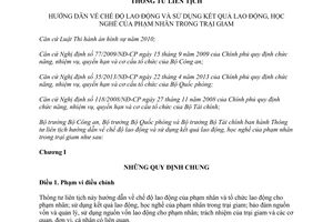 Thông tư 12/2013-TTLT-BCA-BQP-BTC sử dụng kết quả lao động học nghề phạm nhân trong trại giam