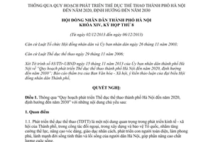 Nghị quyết 22/2013/NQ-HĐND quy hoạch phát triển thể dục thể thao Hà Nội đến 2020 định hướng đến 2030