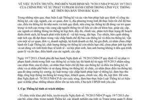 Chỉ thị 20/CT-UBND năm 2013 phổ biến NĐ 79 xử phạt vi phạm hành chính thống kê Bắc Kạn