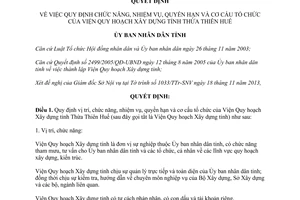 Quyết định 2624/QĐ-UBND năm 2013 chức năng tổ chức Viện Quy hoạch Xây dựng Thừa Thiên Huế