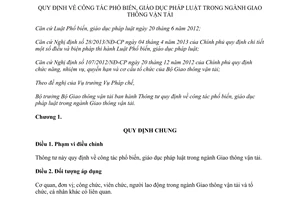 Thông tư 47/2013/TT-BGTVT quy định phổ biến giáo dục pháp luật Giao thông vận tải