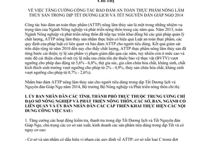 Chỉ thị 4313/CT-BNN-QLCL năm 2013 tăng cường bảo đảm an toàn thực phẩm dịp Tết