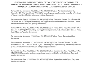Circular No. 181/2013/TT-BTC guiding tax policies incentives programs projects ODA capital concessional loans