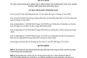 Quyết định 2160/2013/QĐ-UBND công tác kiểm soát thủ tục hành chính Bắc Kạn