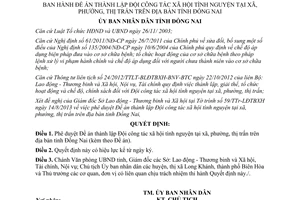 Quyết định 3970/QĐ-UBND năm 2013 thành lập Đội công tác xã hội tình nguyện Đồng Nai