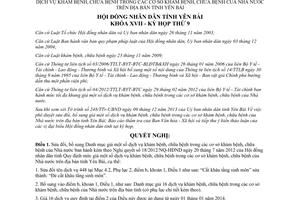 Nghị quyết số 24/2013/NQ danh mục giá một số dịch vụ khám bệnh chữa bệnh Yên Bái