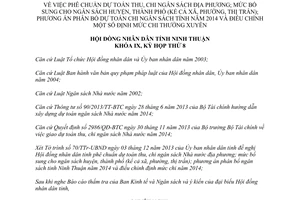 Nghị quyết 07/2013/NQ-HĐND  thu chi bổ sung ngân sách 2014 Ninh Thuận