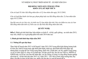 Nghị quyết 64/2013/NQ-HĐN thực hiện nhiệm vụ kinh tế xã hội 2014 Hà Tĩnh