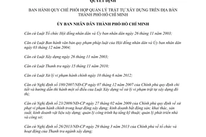 Quyết định 58/2013/QĐ-UBND Quy chế phối hợp quản lý trật tự xây dựng Hồ Chí Minh