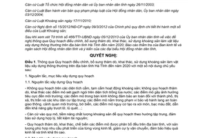 Nghị quyết 74/2013/NQ-HĐND điều chỉnh khai thác khoáng sản làm vật liệu xây dựng Hà Tĩnh đến 2020