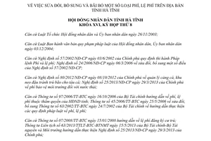 Nghị quyết 67/2013/NQ-HĐND sửa đổi bãi bỏ một số loại phí lệ phí Hà Tĩnh