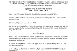 Nghị quyết 70/2013/NQ-HĐND cho thị xã Hồng Lĩnh tiếp tục được hưởng chính sách 19/2011/NQ-HĐND Hà Tĩnh