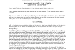 Nghị quyết 20/2013/NQ-HĐND kế hoạch phát triển kinh tế xã hội 2014 Yên Bái