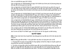 Quyết định 63/2013/QĐ-UBND bảng giá đất năm 2014 Long An