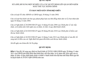 Quyết định 22/2013/QĐ-UBND sửa đổi kiểm soát thủ tục hành chính Điện Biên