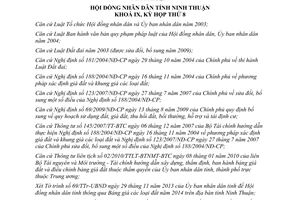 Nghị quyết 09/2013/NQ-HĐND thông qua Bảng giá đất năm 2014 Ninh Thuận