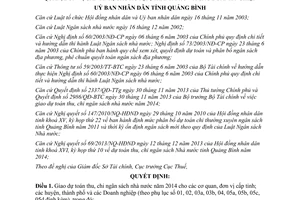 Quyết định 26/2013/QĐ-UBND giao dự toán thu chi ngân sách nhà nước năm 2014 Quảng Bình