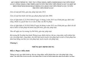 Thông tư 21/2013/TT-BTP trình tự thủ tục công nhận miễn nhiệm báo cáo viên pháp luật