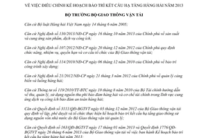 Quyết định 4167/QĐ-BGTVT năm 2013 Kế hoạch bảo trì kết cấu hạ tầng hàng hải