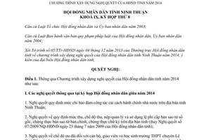 Nghị quyết 19/2013/NQ-HĐND Chương trình xây dựng nghị quyết HĐND Ninh Thuận năm 2014