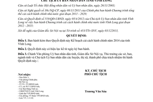 Quyết định 2049/QĐ-UBND năm 2013 Kế hoạch cải cách hành chính năm 2014 Vĩnh Long