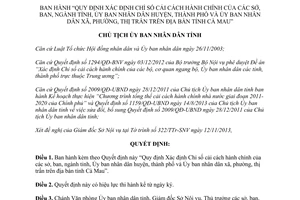 Quyết định 1880/QĐ-UBND năm 2013 xác định Chỉ số Cải cách hành chính Cà Mau