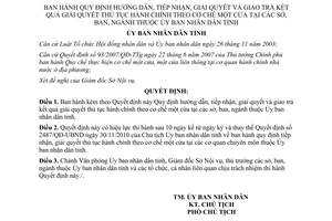 Quyết định 51/2013/QĐ-UBND hướng dẫn giao trả kết quả giải quyết TTHC một cửa Thừa Thiên Huế