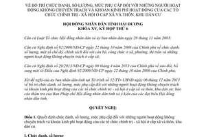 Nghị quyết 75/2013/NQ-HĐND15 phụ cấp người hoạt động không chuyên trách khoán kinh phí Hải Dương