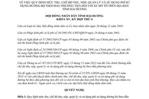 Nghị quyết 71/2013/NQ-HĐND15 thu nộp quản lý sử dụng phí đường bộ Hải Dương