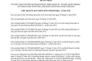 Quyết định 2845/QĐ-UBND 2013 phát triển kinh tế xã hội dự toán ngân sách 2014 Bà Rịa Vũng Tàu