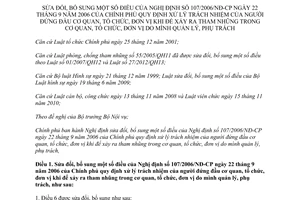 Nghị định 211/2013/NĐ-CP sửa đổi Nghị định 107 xử lý trách nhiệm người đứng đầu cơ quan