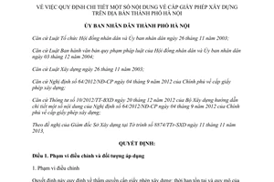 Quyết định 59/2013/QĐ-UBND hướng dẫn cấp giấy phép xây dựng Hà Nội