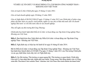 Nghị định 212/2013/NĐ-CP Điều lệ tổ chức hoạt động Tập đoàn Công nghiệp Than Khoáng sản