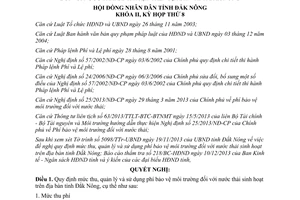Nghị quyết 29/2013/NQ-HĐND phí bảo vệ môi trường đối với nước thải sinh hoạt Đắk Nông