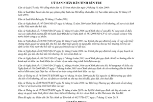 Quyết đinh 42/2013/QĐ-UBND bồi thường hỗ trợ tái định cư Nhà nước thu hồi giao cho thuê đất Bến Tre